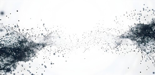 Obraz premium Abstract black and white digital network with dots, lines or particles on the right side of an empty space on a white background Abstract concept for technology, data transfer, or internet connection 