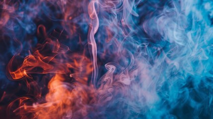 Fototapeta premium A close-up shot capturing the vivid colors and textures of cigarette smoke, highlighting its toxic and mesmerizing qualities.