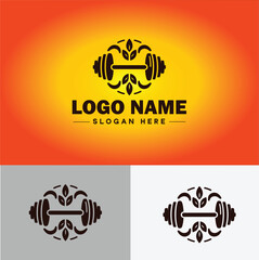 Barbell icon Fitness Gym bodybuilding sports logo icon editable vector silhouette logo