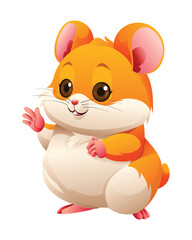Cute hamster waving hand cartoon illustration isolated on white background
