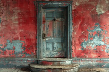 Naklejka premium Distressed elements, and worn-out appearance paint a vivid portrait of the passage of time, showcasing the beauty that emerges from decay