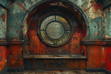 Obraz premium Distressed elements, and worn-out appearance paint a vivid portrait of the passage of time, showcasing the beauty that emerges from decay