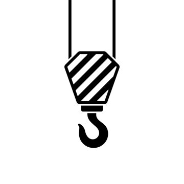 recommend clip art: Crane hook icon isolated on white background.