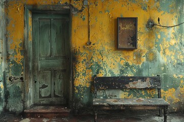 Distressed elements, and worn-out appearance paint a vivid portrait of the passage of time, showcasing the beauty that emerges from decay