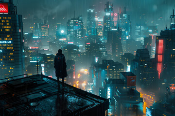 night cyberpunk city view