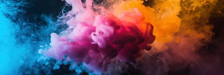 colorful smoke explosion on black background