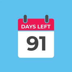 91 days to go countdown template. 91 day Countdown left days banner design. 91 Days left countdown timer