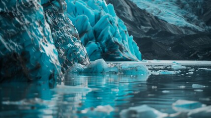A close-up of a melting glacier, symbolizing the urgency of addressing climate change and protecting natural landscapes on Earth Day