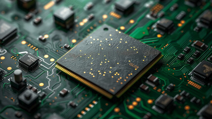 Close up of an electronic chip on a circuit board