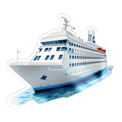 Ferry boat sticker isolated on transparent background