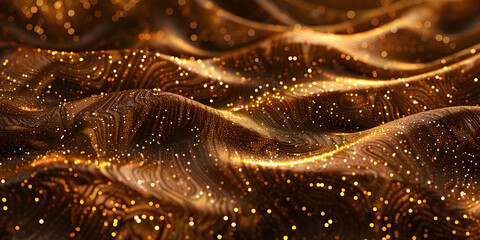   Abstract brown golden shiny glow wavy background Abstract shine glow background Gold bronze glitter wave on brown tone Luxurious Background and wallpaper for every event concept  
