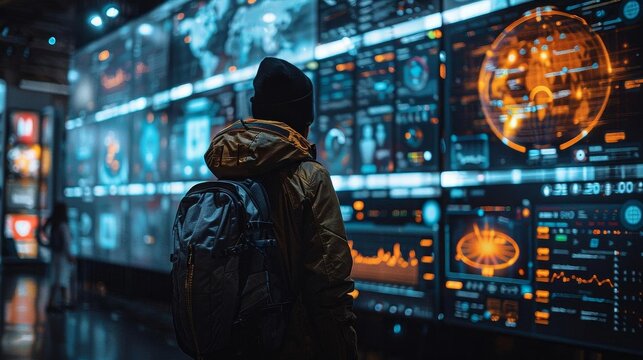 Interactive display at a cybersecurity expo, showcasing the latest in threat detection and response technology.