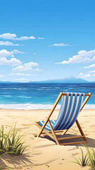 Beachside Bliss, Idyllic Summer Day by the Ocean, Realistic Beach Landscape. Vector Background