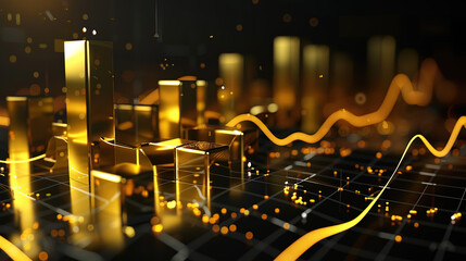 Gold bars, rate chart with graph 