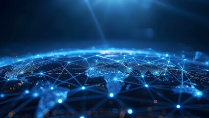 Blue neon digital world: The future of global communication tech. Concept Technology, Global Communication, Future Trends, Neon Lights, Digital World