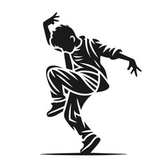 Dancing boy vector silhouette isolated on white background