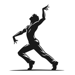 Dancing boy vector silhouette isolated on white background