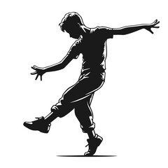 Fototapeta premium Dancing boy vector silhouette isolated on white background