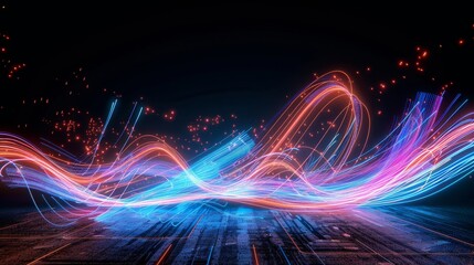 Obraz premium beautiful neon colored magic spark line abstract background