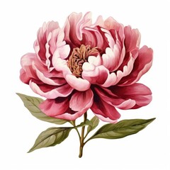 a Peony flower isolated in white background. watercolor vector
