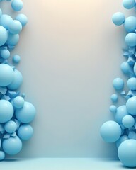 Abstract background with blue balls. 3d rendering, 3d illustration.