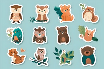 Fototapeta premium Adorable Animal Icons Representing Natural Wonders and Characteristics
