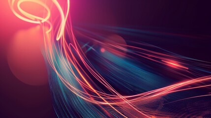 Fototapeta premium abstract blurred neon tangled web glowing lines background