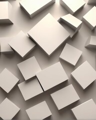 abstract background made of white cubes, 3d render, square