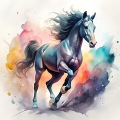 Obraz na płótnie Canvas Illustration of a black horse running
