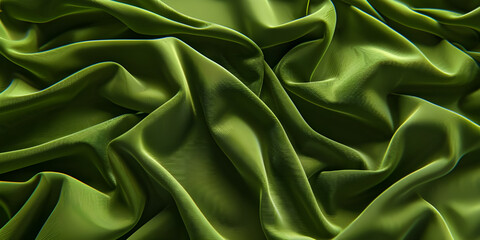Wavy green cloth fabric texture background