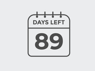 89 days to go countdown template. 89 day Countdown left days banner design. 89 Days left countdown timer