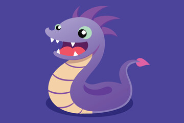 Snake violet monster icon cartoon vector. Comic beast. Troll cute fun vector design