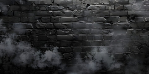 Black bricks wall with smoke background