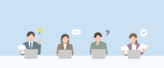 デスクワークをする人々