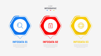 Three Step Infographic label design Vector template with line icons. process steps diagram, presentations, workflow layout, banner, flow chart, info graph vector illustration.
