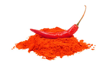 A heap of ground red chili with fresh one Isolated Transparent