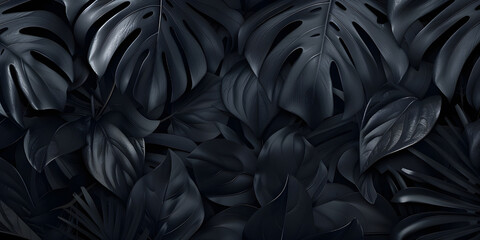 Black Tropical Leaves background