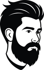 A young man's head without shoulders, with a beautiful barber beard