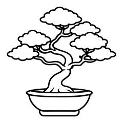 Bonsai - Shape: Miniature bonsai tree  line art vector 