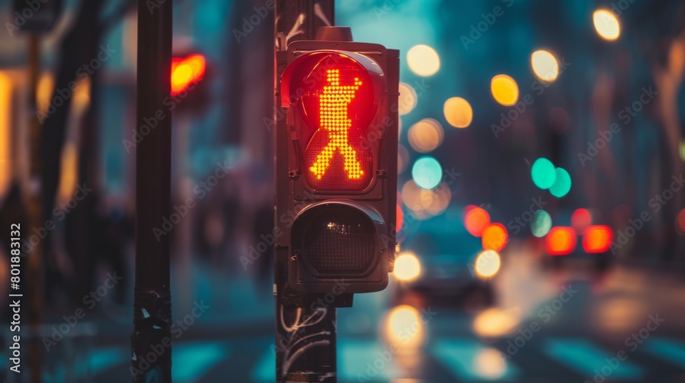 Aufkleber A traffic signal with a countdown timer indicating the time left for pedestrians to cross the street safely.