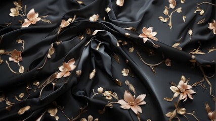 a black silk silk draped with a black background
