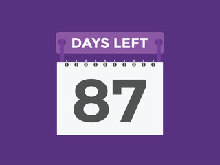 87 days to go countdown template. 87 day Countdown left days banner design. 87  Days left countdown timer
