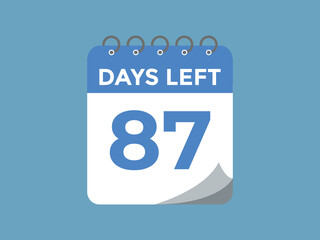 87 days to go countdown template. 87 day Countdown left days banner design. 87  Days left countdown timer
