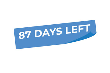 87 days to go countdown template. 87 day Countdown left days banner design. 87  Days left countdown timer
