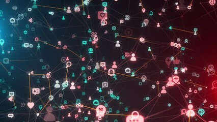 Social Media Network Online Digital Connections Visualization