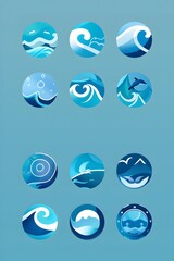 Stylish Wave Inspired Story Icons with Cool Blue Palette