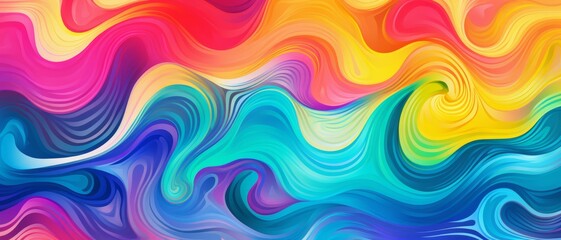 Fototapeta premium Psychedelic wave patterns with swirling colors, ideal for music festival gear or vibrant party decorations,