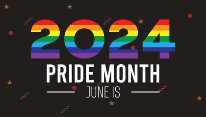 Pride Month observed every year in June. Template for background, banner, card, poster with text inscription.