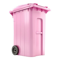 Pink recycling material bin isolated on transparent background
