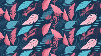 Colorful tropical leaves seamless pattern.